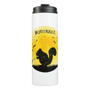 Squirrel Halloween Vintage Retro Moon Thermal Tumbler