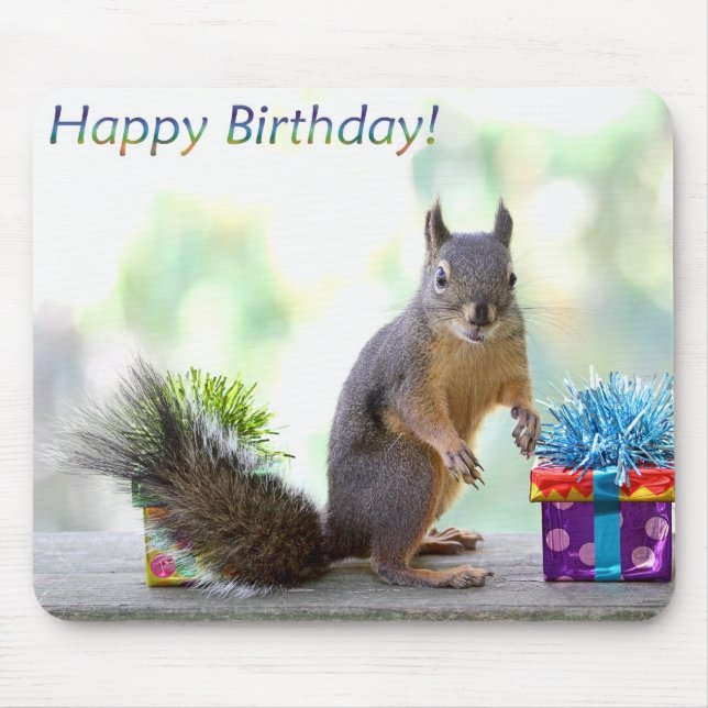 Squirrel Happy Birthday! Mouse Pad (Front)