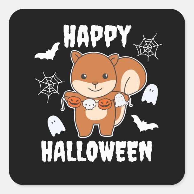 Squirrel Happy Halloween Pumpkin Costume Square Sticker (Front)