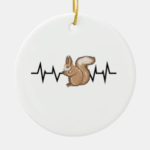 Squirrel Heartbeat Squirrel Lover Ceramic Ornament