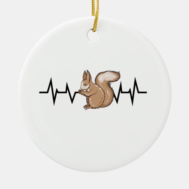 Squirrel Heartbeat Squirrel Lover Ceramic Ornament (Front)