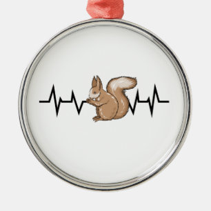 Squirrel Heartbeat Squirrel Lover Metal Ornament