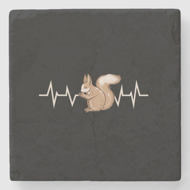 Squirrel Heartbeat Squirrel Lover Stone Coaster (Front)