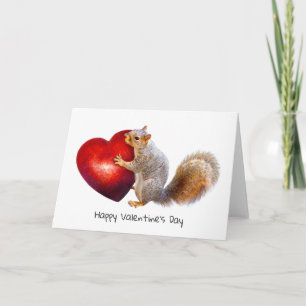 Squirrel Holding Big Heart Valentine Card