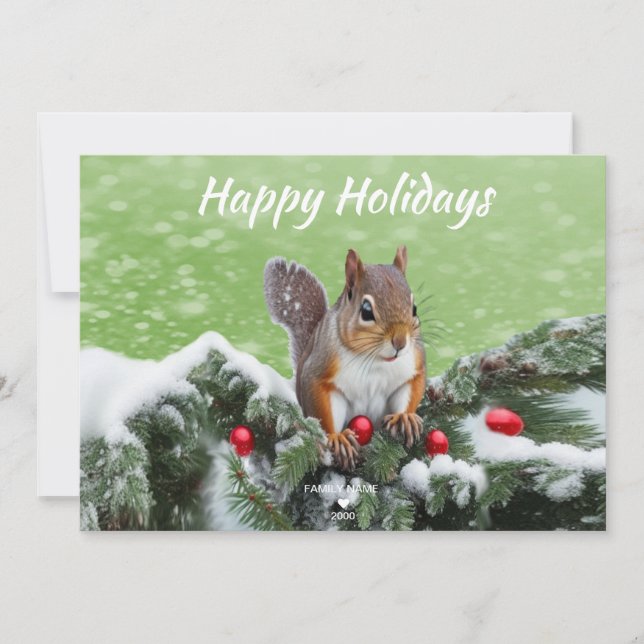Squirrel Holiday Christmas Card (Front)