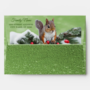 Squirrel Holiday Christmas Envelope