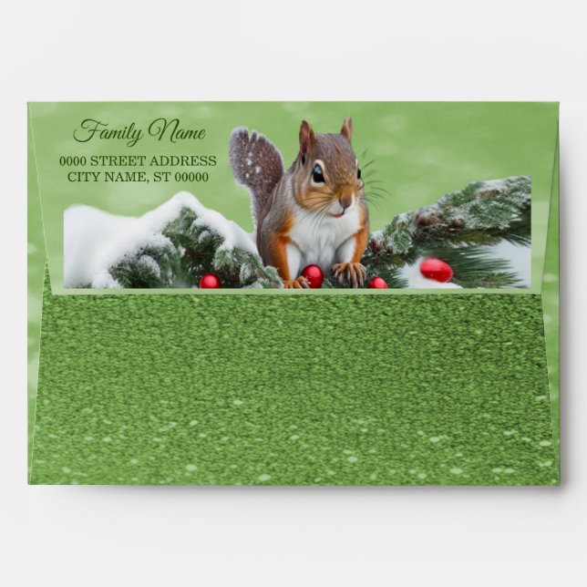 Squirrel Holiday Christmas Envelope (Back (Top Flap))