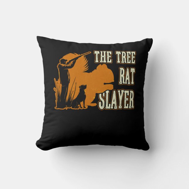 Squirrel Hunter The Tree Rat Slayer Retro Squirrel Cushion (Front)