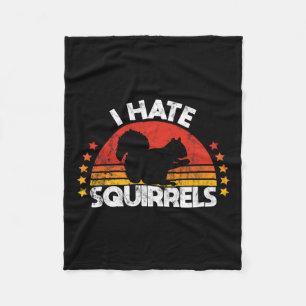Squirrel Hunting I Hate Squirrel Hunter Retro Desi Fleece Blanket
