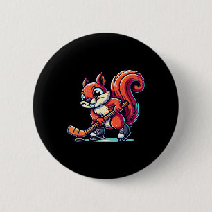 Squirrel Ice Hockey Player Fun Graphic 6 Cm Round Badge