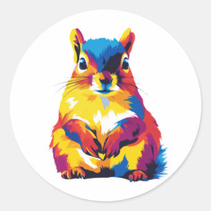Squirrel Illustration Watercolour Art Painting Classic Round Sticker