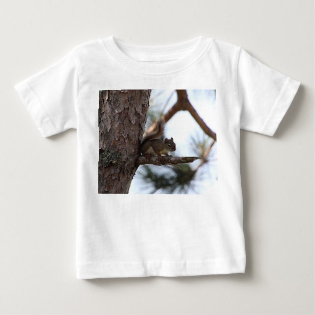 Squirrel in a Pine Tree Baby T-Shirt (Front)