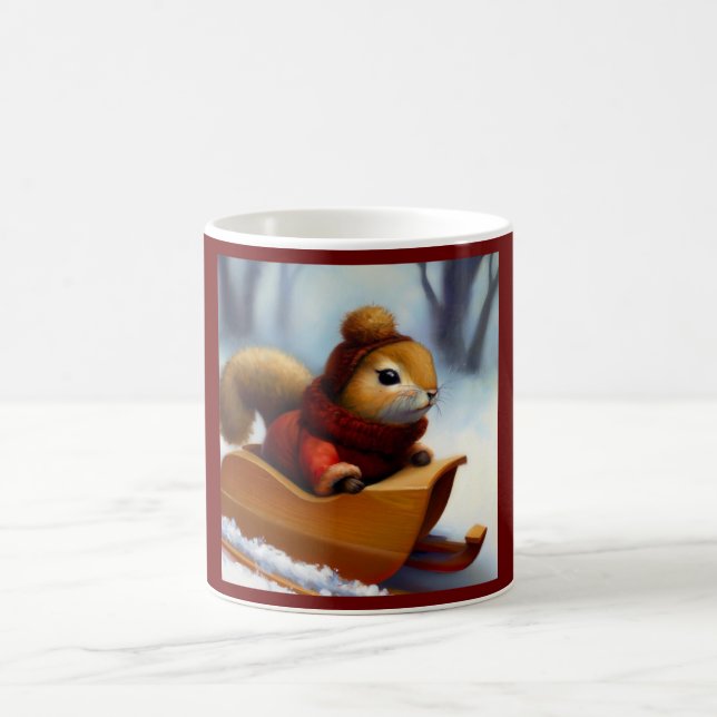 Squirrel In A Sleigh Coffee Mug (Center)