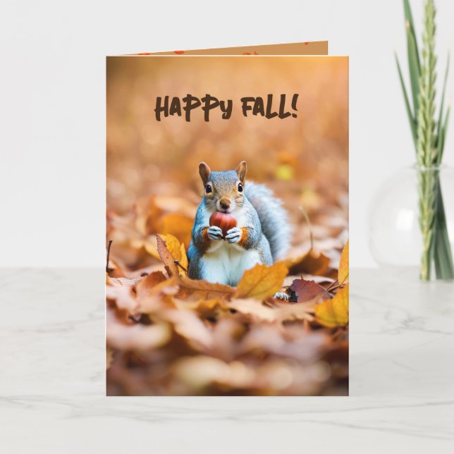 Squirrel In Autumn Woods Card (Front)