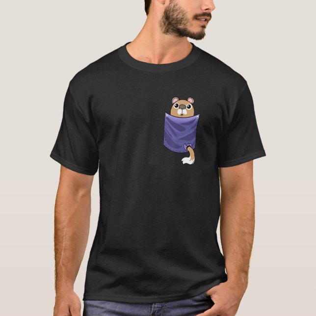 Squirrel In Breast Pocket Chipmunk T-Shirt (Front)