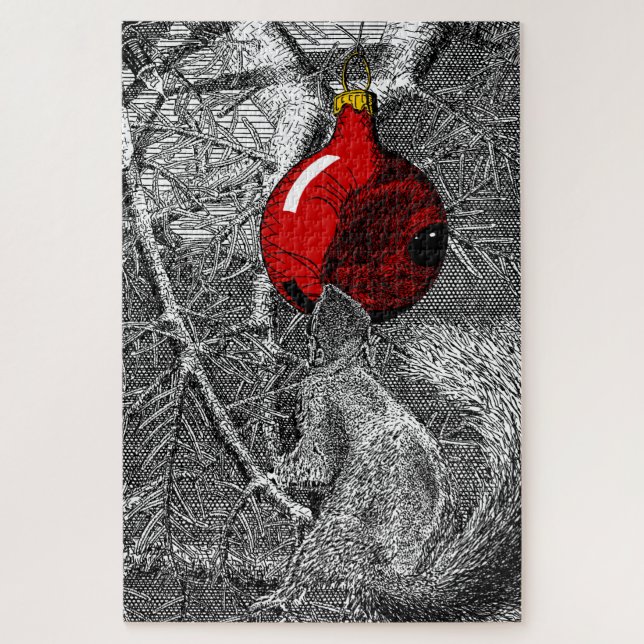 Squirrel in Christmas Tree 1014 pc Puzzle (Vertical)