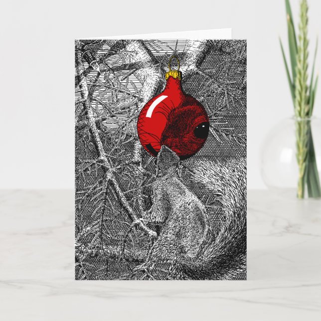 Squirrel in Christmas Tree Card (Front)