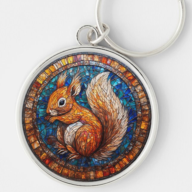 Squirrel in Detailed Motif Key Ring (Front)