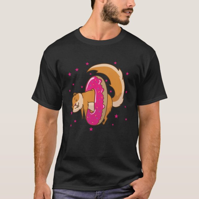 Squirrel in Doughnut Tree Rodent Nut T-Shirt (Front)