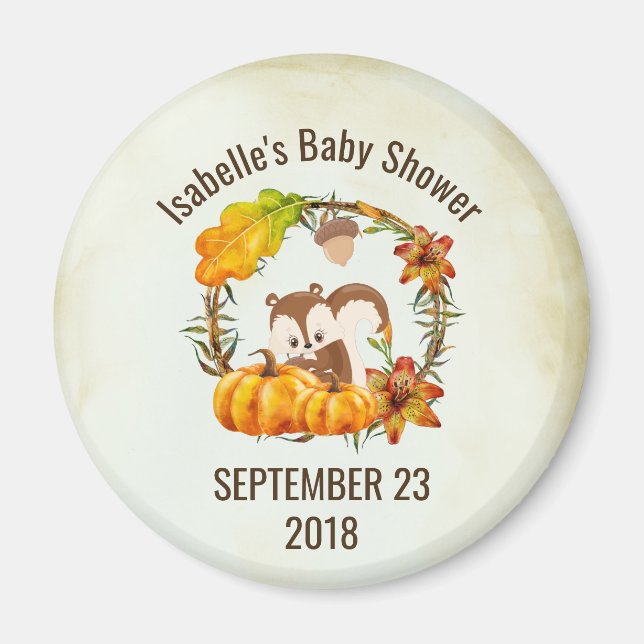 Squirrel in Floral Wreath Fall Rustic STD Magnet (Front)