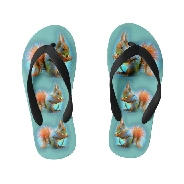 Squirrel in modern style kid's thongs (Footbed)
