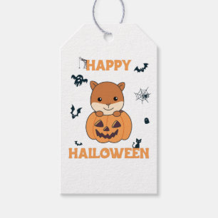 Squirrel In Pumpkin Sweet Animals Happy Halloween  Gift Tags