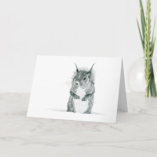 Squirrel in Snow Drawing Greeting Card
