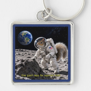 Squirrel in Space Key Ring