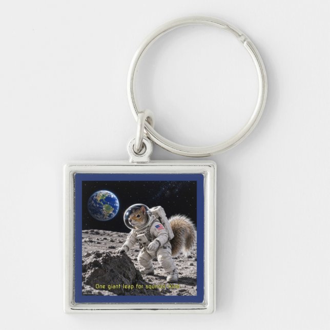 Squirrel in Space Key Ring (Front)