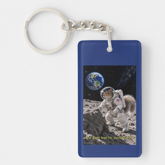Squirrel in Space Key Ring (Front)