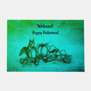 Squirrel in the Autumn , Happy Halloween! Doormat