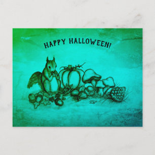 Squirrel in the Autumn , Happy Halloween! Postcard