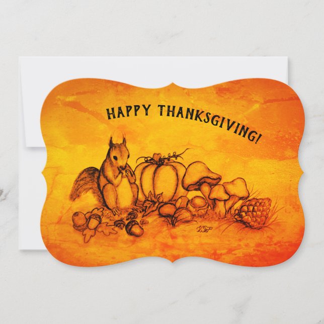 Squirrel in the Autumn , Happy Thanksgiving! (Front)