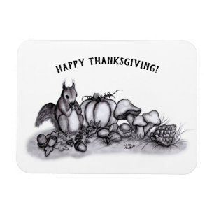 Squirrel in the Autumn , Happy Thanksgiving! Magnet