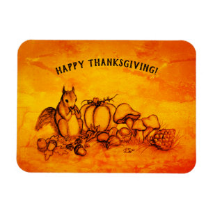 Squirrel in the Autumn , Happy Thanksgiving! Magnet