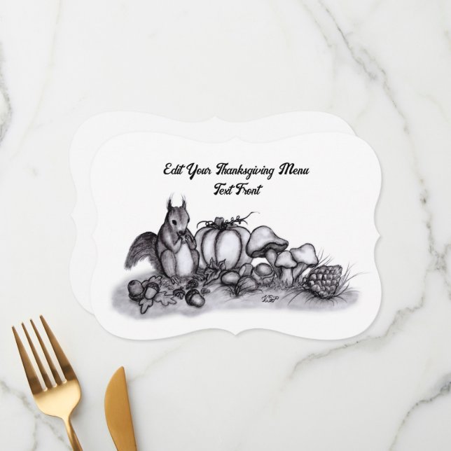 Squirrel in the Autumn , Happy Thanksgiving! Menu (Front/Back In Situ)