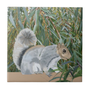 Squirrel in the Countryside  Ceramic Tile