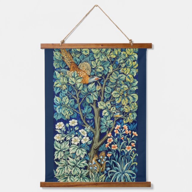 Squirrel in the forest, William Morris Hanging Tapestry (Front)