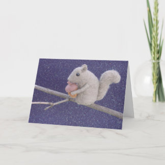 Squirrel in the Night on Branch with Snow Holiday Card