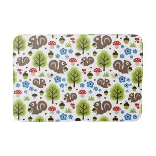 Squirrel in The Oak Forest Pattern Bath Mat