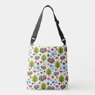 Squirrel in The Oak Forest Pattern Crossbody Bag