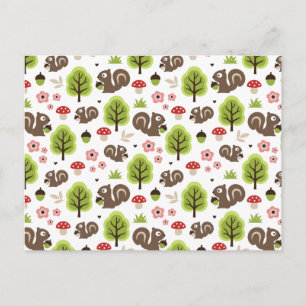 Squirrel in The Oak Forest Pattern Postcard