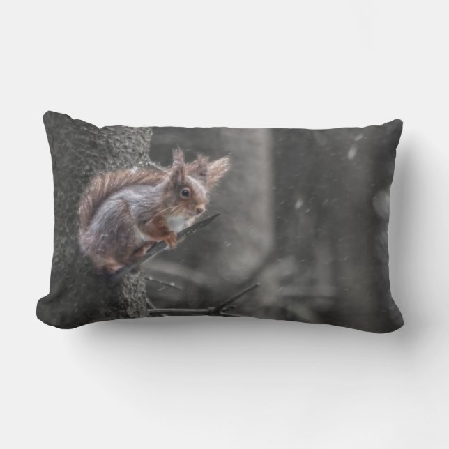 Squirrel in the snow lumbar cushion (Front)