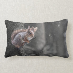 Squirrel in the snow lumbar cushion