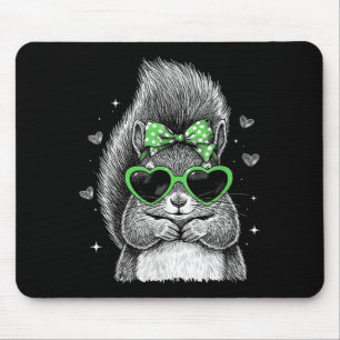 Squirrel Irish Shamrock Coquette Bow St Patricks Mouse Pad