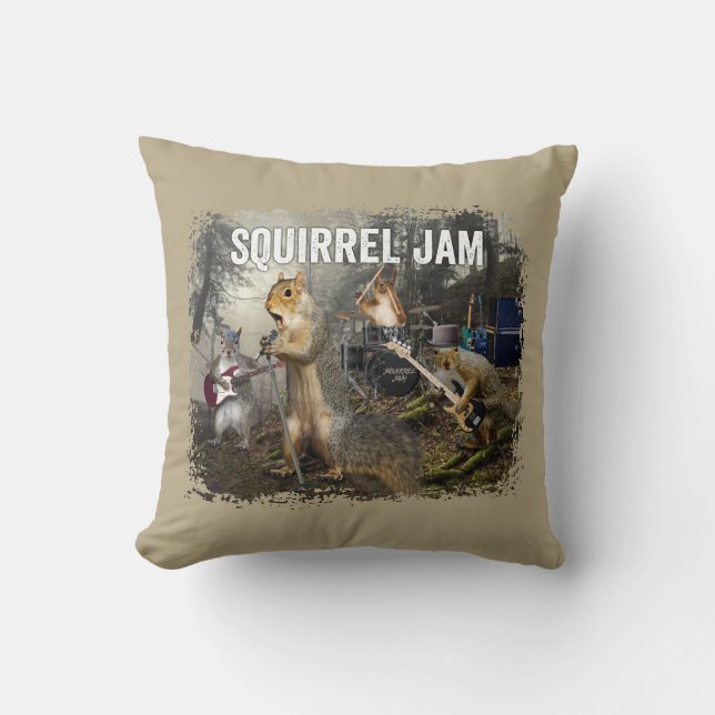 Squirrel Jam - funny rock band Cushion (Front)
