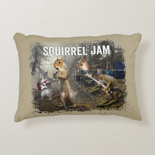 Squirrel Jam - funny rock band Decorative Cushion (Front)