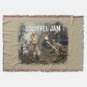 Squirrel Jam - funny rock band Throw Blanket