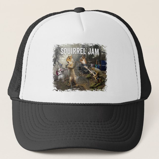 Squirrel Jam - funny rock band Trucker Hat (Front)