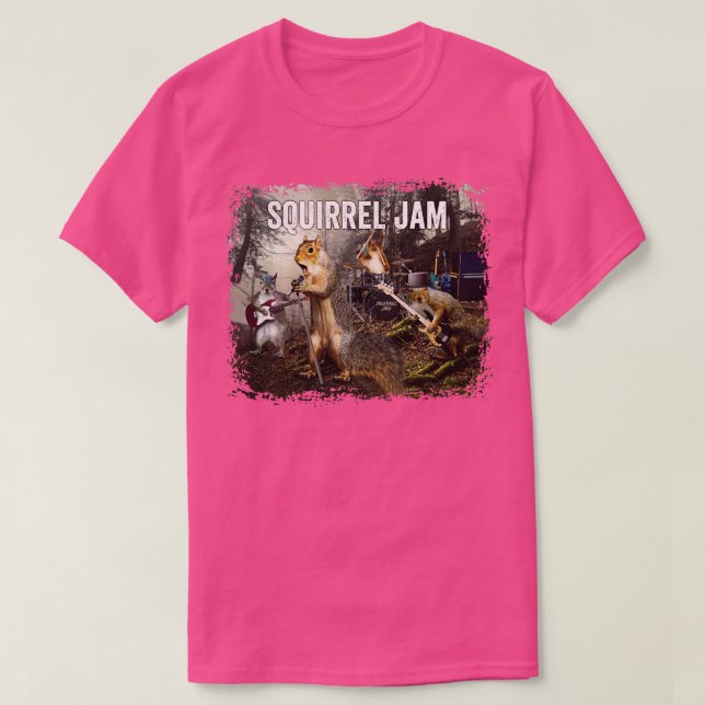 Squirrel Jam funny squirrel rock group T-Shirt (Design Front)